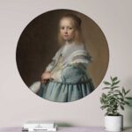 Muurcirkel Portret van een meisje in het blauw